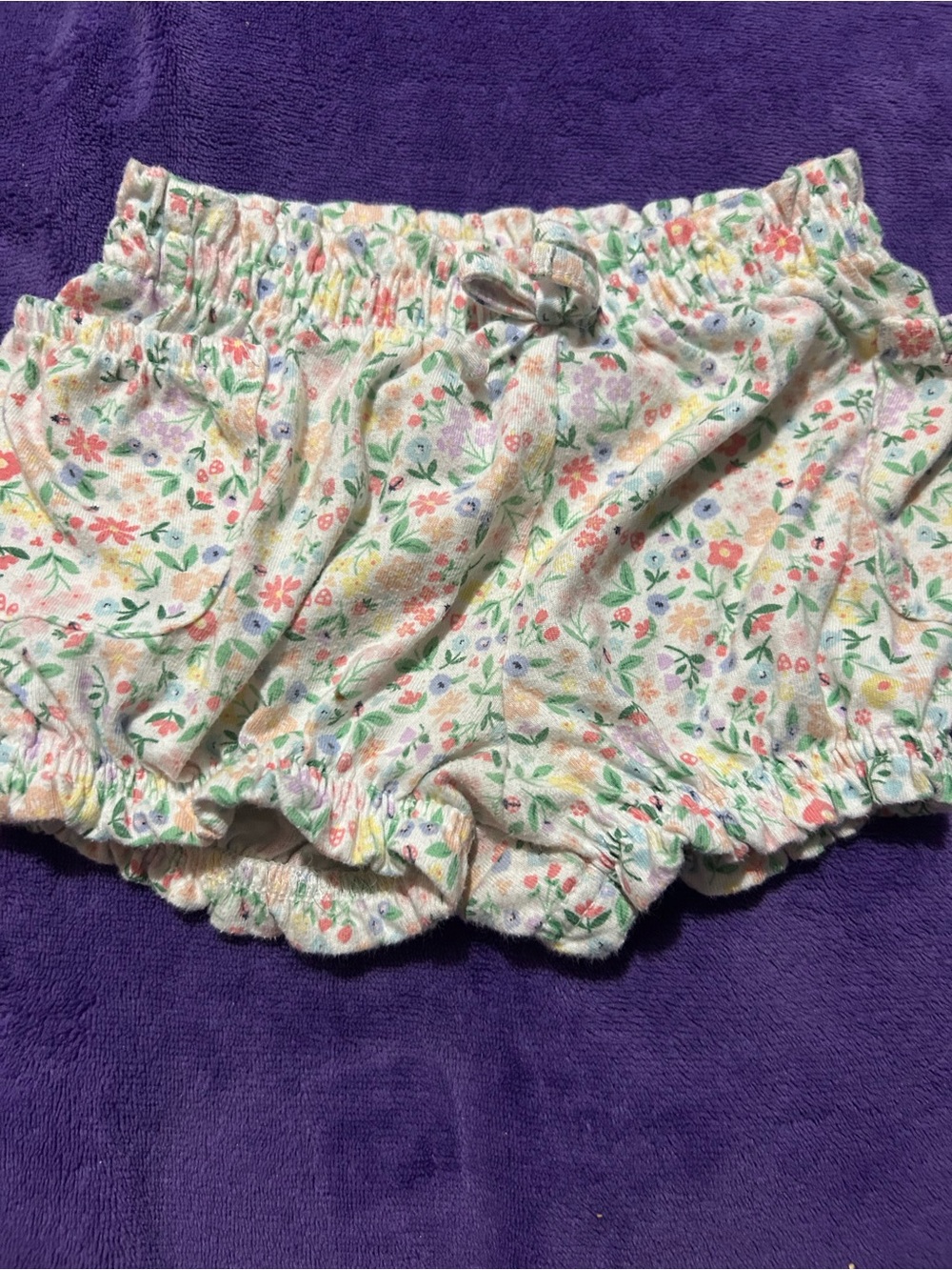 Floral Ruffle Shorts - White with Multicolor Floral